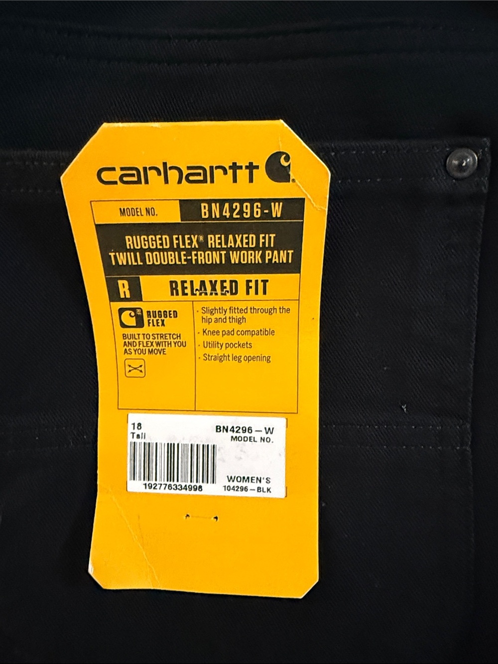 Carhartt Women’s Black Cargo Work Pants with Utility Pockets - Picture 3 of 6